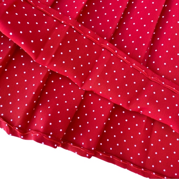 VINTAGE RED POLKA DOT SKIRT 2XL PETITE 90s PREPPY BUSINESS CASUAL FLIRTY PLEATED - Picture 4 of 6